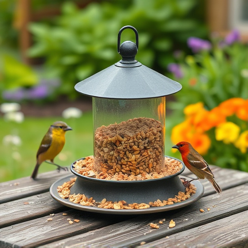 Bulk bird feed on garden table