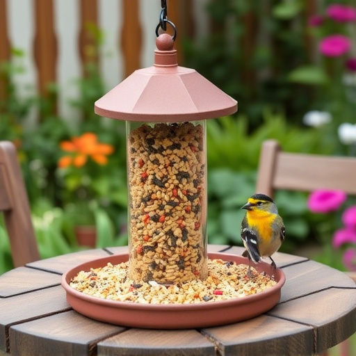 Bulk bird feed on garden table