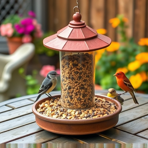 Bulk bird feed on garden table