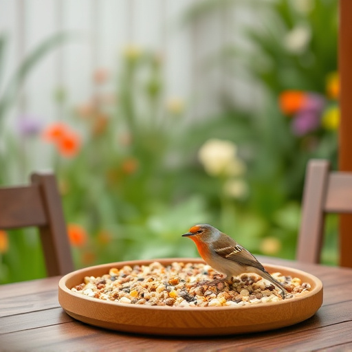 Bulk bird feed on garden table