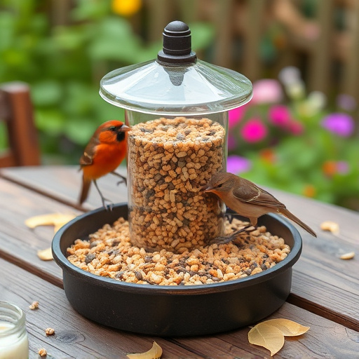 Bulk bird feed on garden table