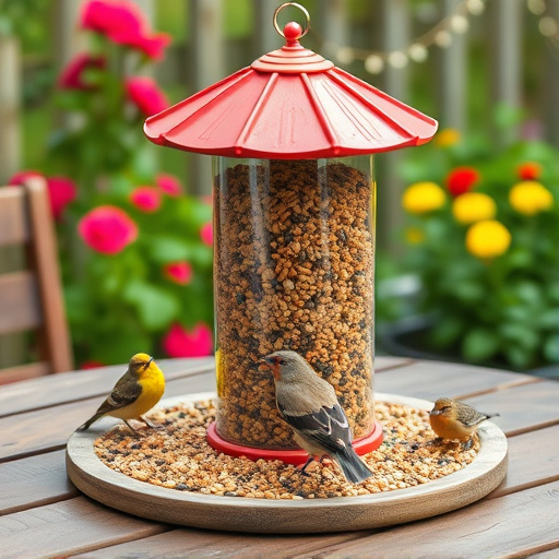 Bulk bird feed on garden table