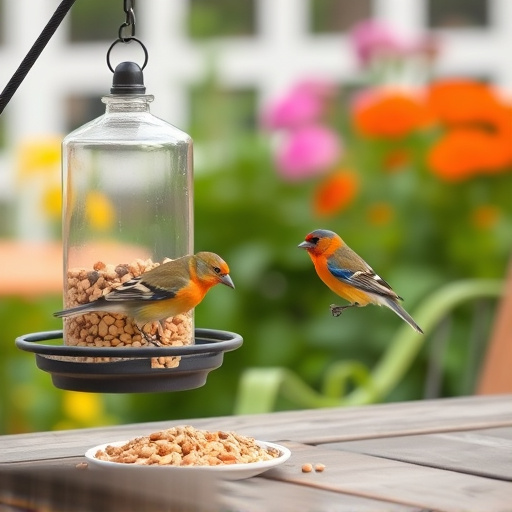 Bulk bird feed on garden table