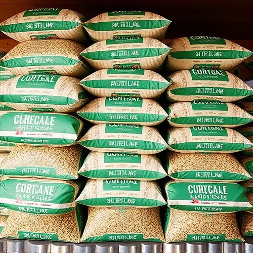 Bulk bird seed bags stacked neatly