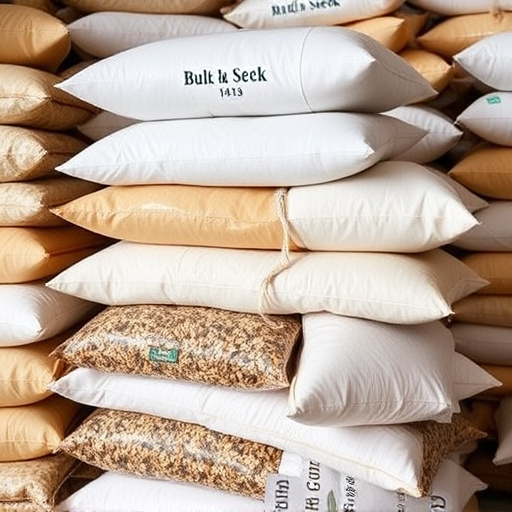 Bulk bird seed bags stacked neatly