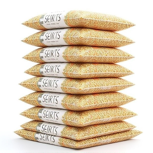 Bulk bird seed bags stacked neatly