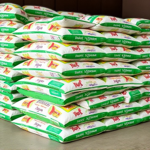 Bulk bird seed bags stacked neatly