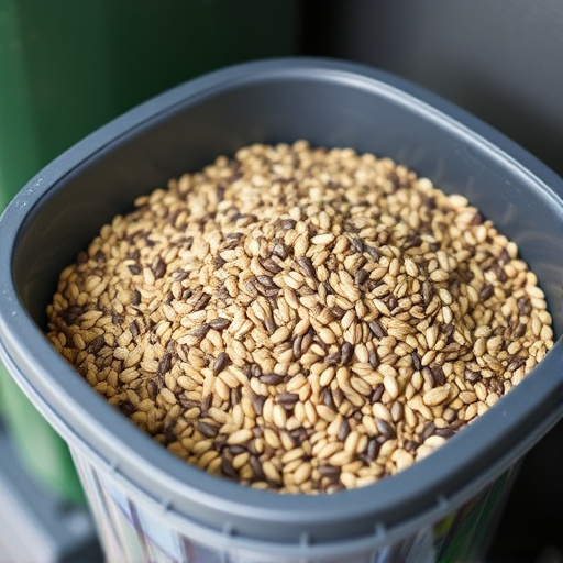 Bulk seed stored in reusable container