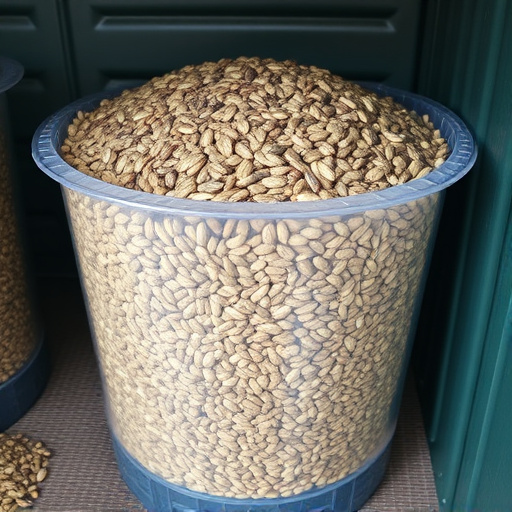 Bulk seed stored in reusable container