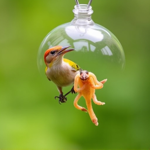 Cage-protected mealworms for garden birds