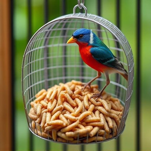 Cage-protected mealworms for garden birds