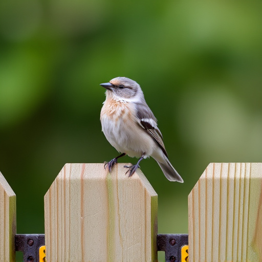 Chaffinch perched on wooden fence