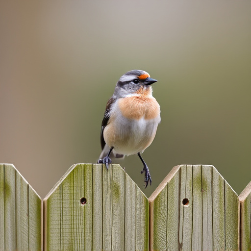 Chaffinch perched on wooden fence