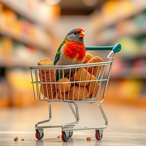 Checkout cart filled with bird