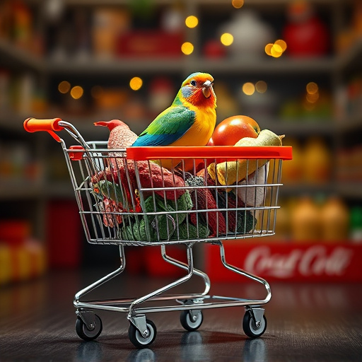 Checkout cart filled with bird