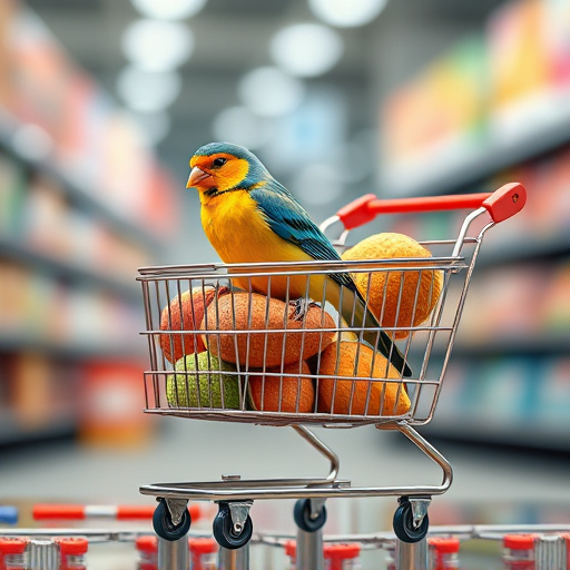 Checkout cart filled with bird
