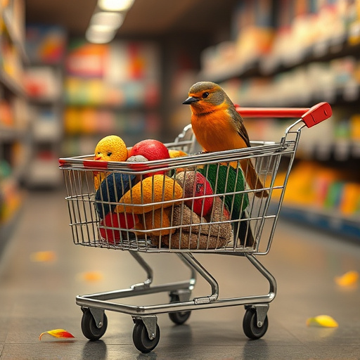 Checkout cart filled with bird