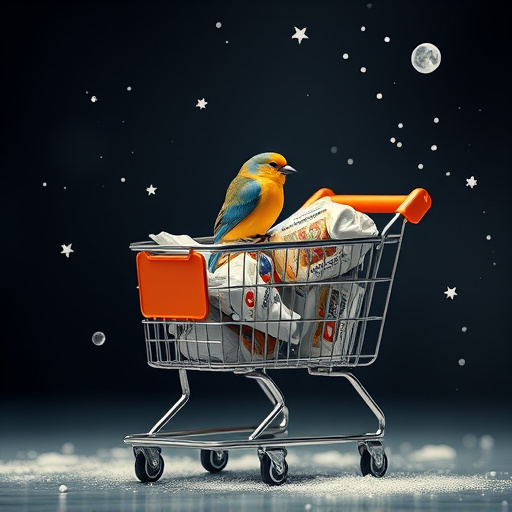 Checkout cart filled with bird
