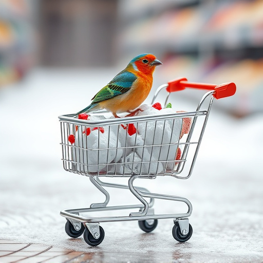 Checkout cart filled with bird