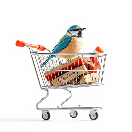 Checkout cart filled with bird