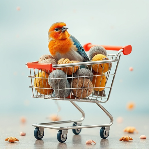 Checkout cart filled with bird