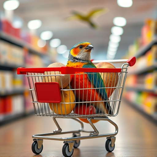 Checkout cart filled with bird