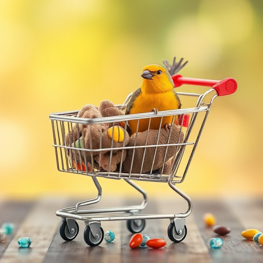 Checkout cart filled with bird