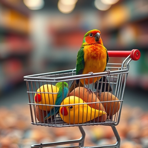 Checkout cart filled with bird