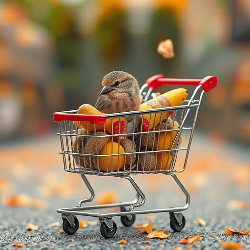 Checkout cart filled with bird