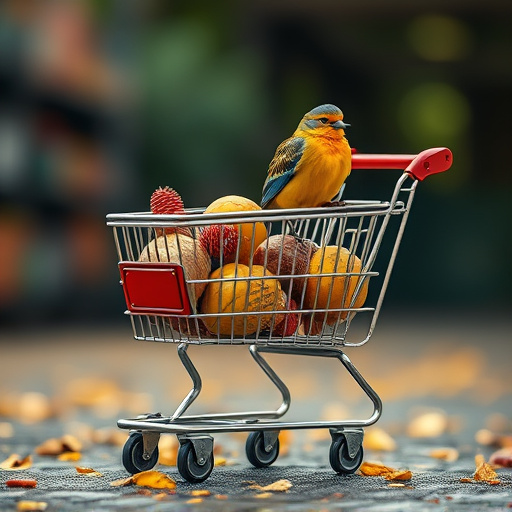 Checkout cart filled with bird