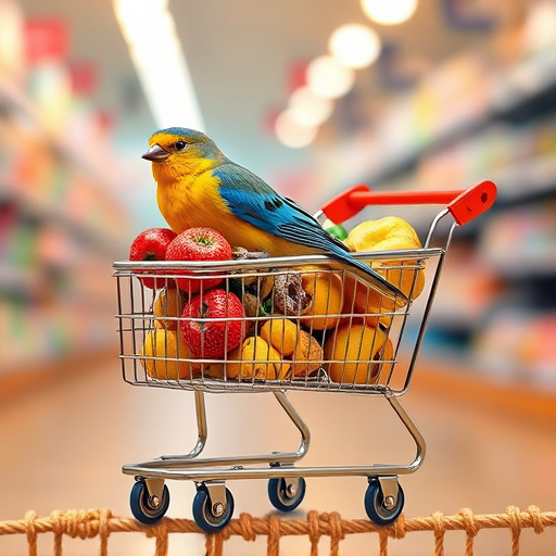 Checkout cart filled with bird