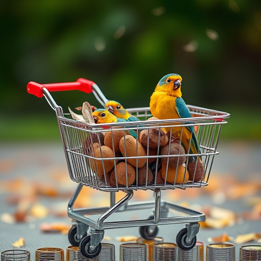 Checkout cart filled with bird