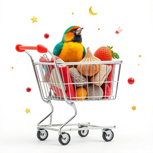Checkout cart filled with bird