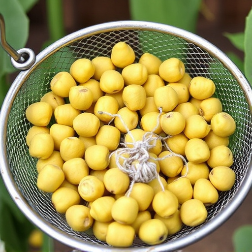 Clean sunflower hearts in metal mesh feeder