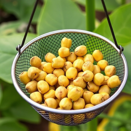 Clean sunflower hearts in metal mesh feeder