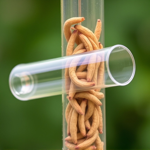 Clear tube feeder filled with dried mealworms