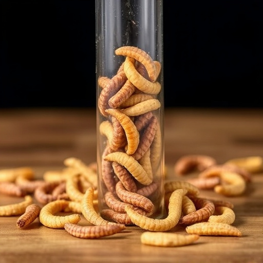 Clear tube feeder filled with dried mealworms