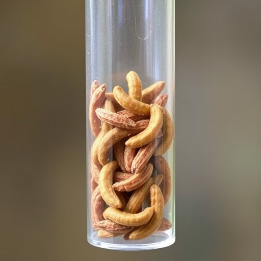 Clear tube feeder filled with dried mealworms