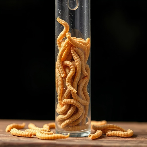Clear tube feeder filled with dried mealworms