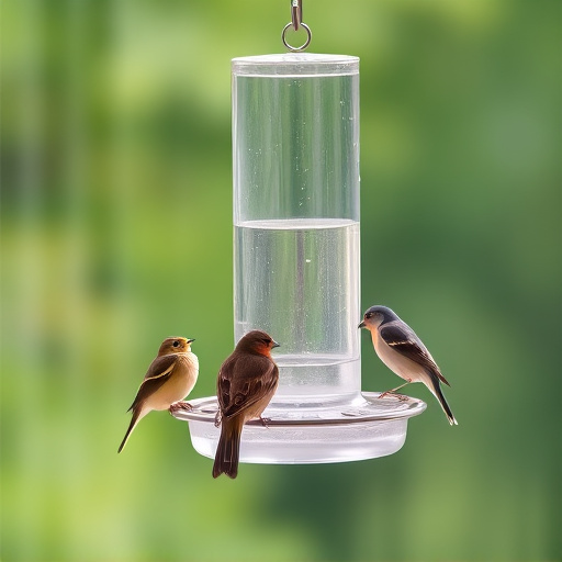 Clear window-mounted bird feeder with birds