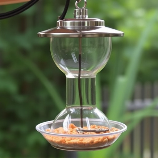 Clever baffle installed above hanging feeder