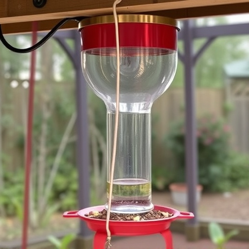 Clever baffle installed above hanging feeder