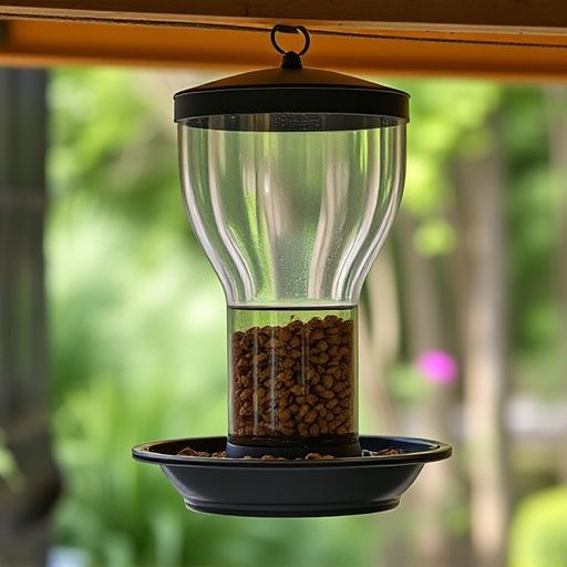 Clever baffle installed above hanging feeder
