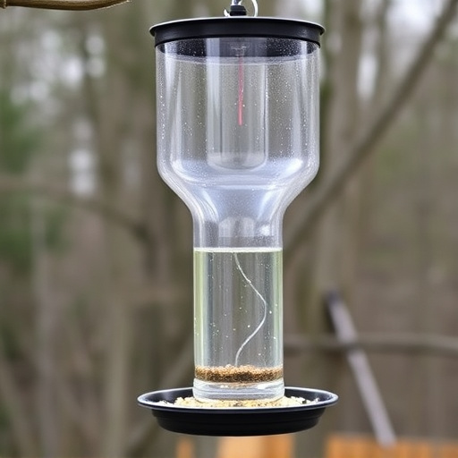 Clever baffle installed above hanging feeder