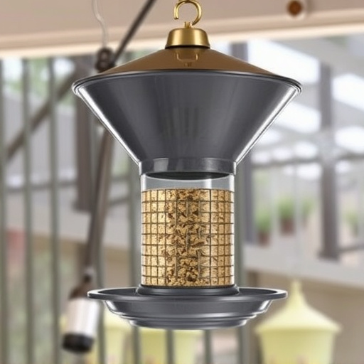 Clever baffle installed above hanging feeder