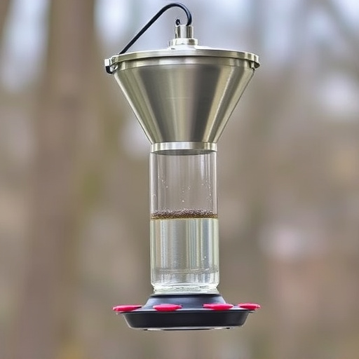 Clever baffle installed above hanging feeder