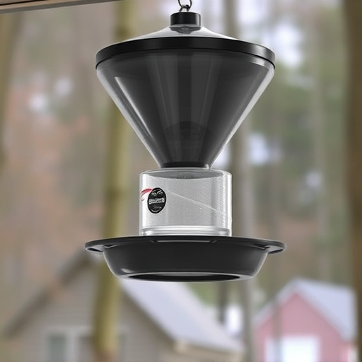Clever baffle installed above hanging feeder
