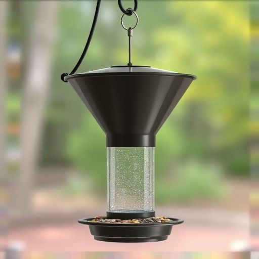 Clever baffle installed above hanging feeder