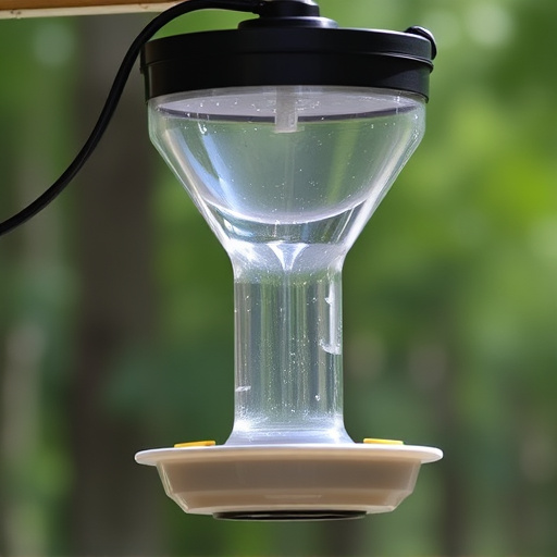 Clever baffle installed above hanging feeder