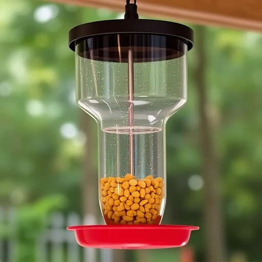 Clever baffle installed above hanging feeder